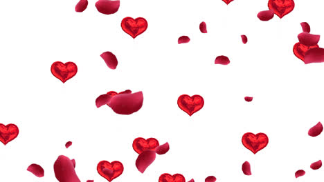 Animation-of-heart-icons-on-white-background