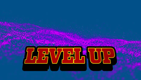 Animation-of-level-up-on-blue-background-with-glitter