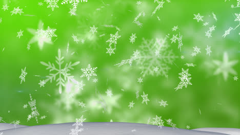 Animación-De-Nieve-Cayendo-Sobre-Fondo-Verde