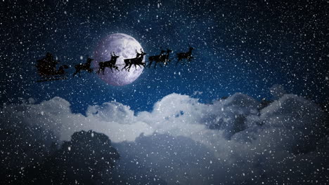 Animation-of-falling-snow-over-santa-claus-sleigh