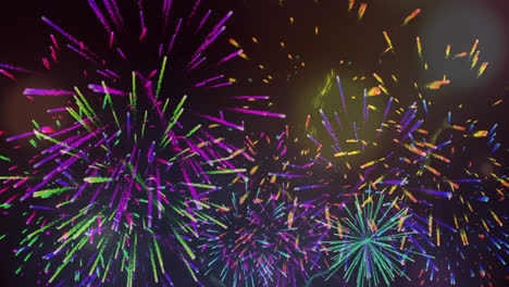 Animation-of-colourful-fireworks-exploding-on-new-year's-eve