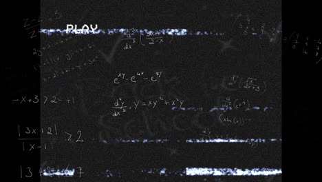 Animation-of-mathematical-equations-and-interference-over-back-to-school-text-on-black-background