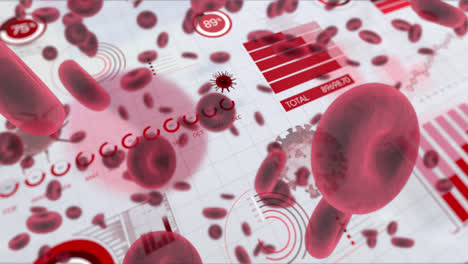 Animation-Von-Covid-19-Und-Roten-Blutkörperchen-Sowie-Datenverarbeitung