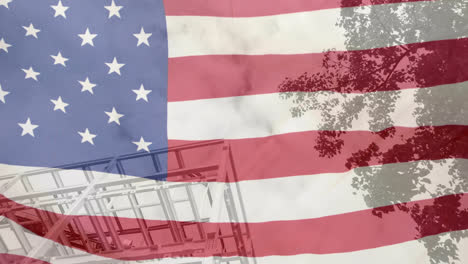 Animation-of-construction-site-with-american-flag