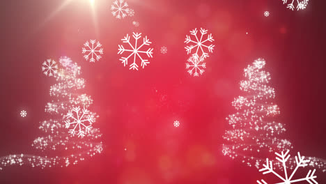 Animation-Von-Schnee,-Der-über-Weihnachtsbäume-Fällt