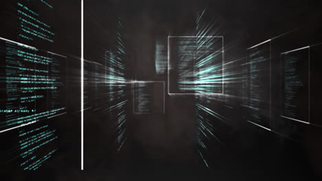 Animation-Eines-Tunnels-Mit-Datenverarbeitung-Auf-Schwarzem-Hintergrund