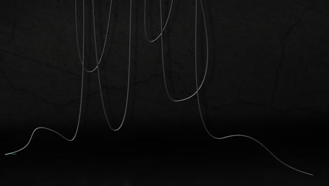 Animation-of-hanging-cables-glowing-on-black-background