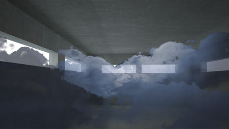 Animación-De-Nubes-Oscuras-Moviéndose-Rápidamente-A-Través-De-Un-Edificio-Industrial