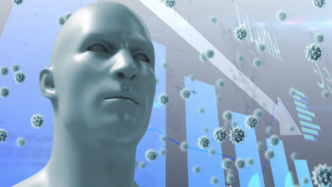 Animation-Schwebender-Viruszellen-Und-Menschlicher-Kontrolle-über-Die-Datenverarbeitung