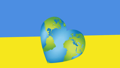 Animation-Von-Herzen-Und-Herzförmiger-Erde-über-Der-Flagge-Der-Ukraine