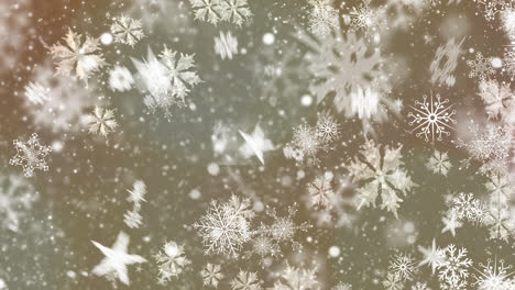 Digitale-Animation-Mehrerer-Schneeflocken-Symbole,-Die-Vor-Grauem-Hintergrund-Fallen