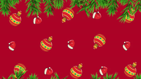 Animation-of-fir-tree-branches-over-christmas-pattern