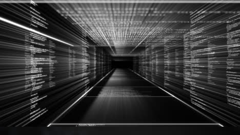 Animation-of-tunnel-with-data-processing-on-black-background