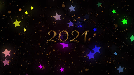 Animation-of-2021-text-over-colorful-stars-on-dark-background