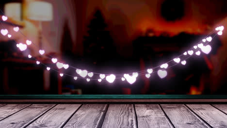Animation-of-fairy-lights-over-wooden-boards