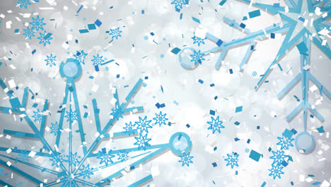 Animation-of-falling-snowflakes-on-white-background