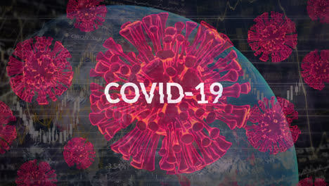 Animation-of-covid-19-text,-cells-and-data-processing