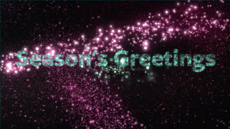 Animation-of-seasons-greetings-text,-fireworks-and-christmas-star-falling
