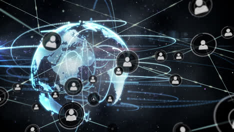 Animation-of-networks-of-connections-with-icons-over-globe-on-black-background