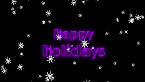 Animation-of-happy-holidays-text-over-snow-falling-on-black-background-at-christmas