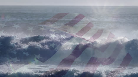Composición-Digital-De-Ondear-Nuestra-Bandera-Contra-Las-Olas-En-El-Mar