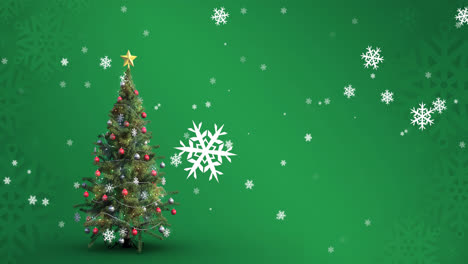 Animation-of-falling-snowflakes-over-christmas-tree