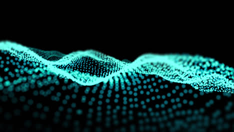 Animation-of-glowing-blue-mesh-flowing-on-black-background