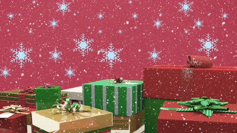 Animation-Fallender-Schneeflocken-über-Weihnachtsgeschenken
