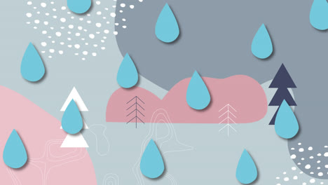 Animation-Fallender-Regentropfen-über-Einer-Winterlandschaft