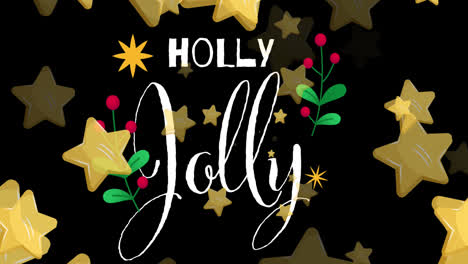 Animation-of-holly-jolly-text-over-falling-stars
