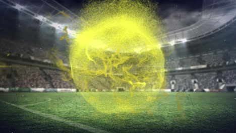 Animation-of-yellow-smoke-rotating-over-stadium