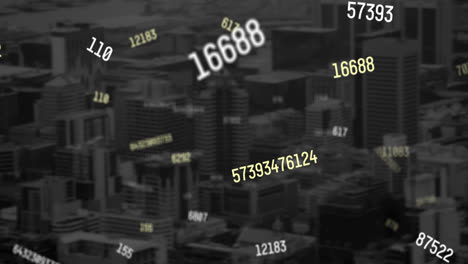 Animation-Sinkender-Zahlen-über-Dem-Stadtbild