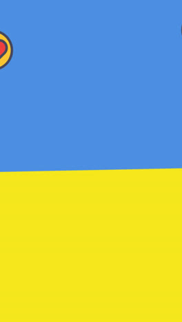 Animación-De-Iconos-De-Corazón-Sobre-La-Bandera-De-Ucrania.