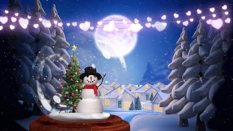 Animation-Eines-Schneeballs-über-Einer-Winterlandschaft
