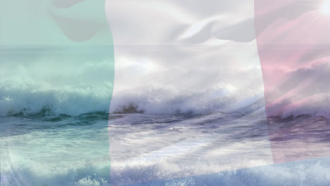 Digital-composition-of-waving-italy-flag-against-waves-in-the-sea