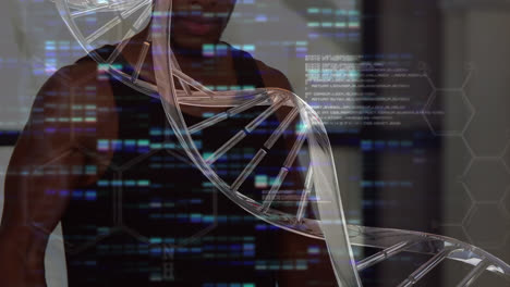 Animation-of-medical-data-processing-over-fit-african-american-men