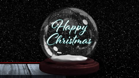 Animation-of-snow-falling-over-snow-globe-with-happy-christmas-text