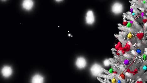Árbol-De-Navidad-Sobre-Manchas-Blancas-De-Luz-Flotando-Sobre-Fondo-Negro.