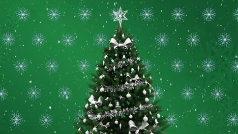 Animation-of-falling-snowflakes-over-christmas-tree