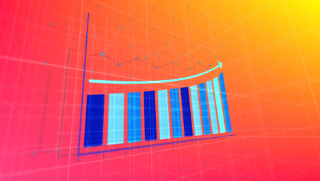 Animation-of-financial-data-processing-over-orange-background