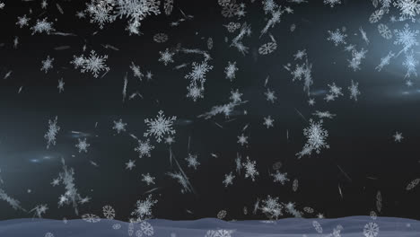 Animation-of-snow-falling-over-dark-background