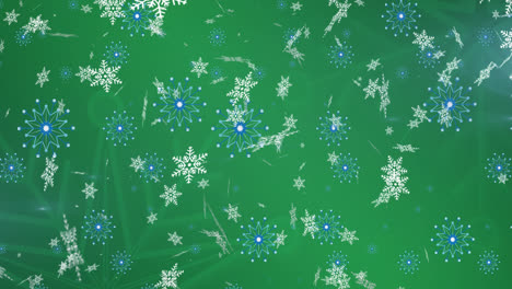 Animation-Fallender-Schneeflocken-Auf-Grünem-Hintergrund