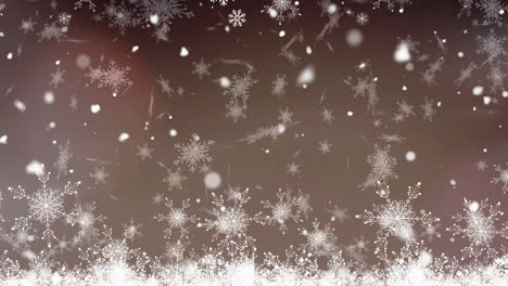 Digital-animation-of-multiple-snowflakes-icons-falling-against-grey-background