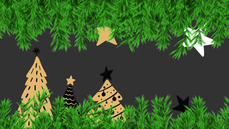 Animación-De-Ramas-De-Abeto-Sobre-Patrón-De-árbol-De-Navidad.