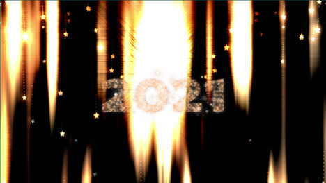 Animation-of-2021-text,-fireworks-and-glowing-light