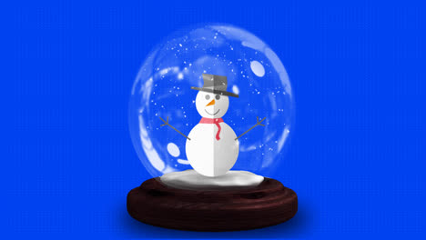 Animation-of-snow-globe-over-blue-background