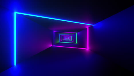 Animation-of-colourful-neon-light-beams-forming-rectangles-moving-over-black-background