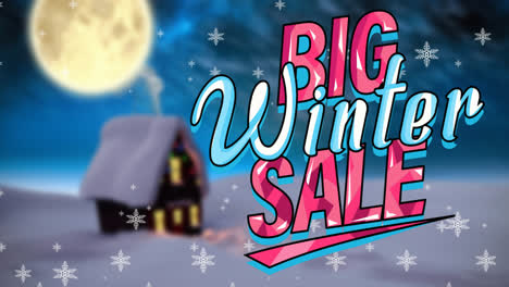 Animation-of-big-winter-sale-text-over-winter-landscape
