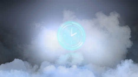 Animación-Del-Reloj-Moviéndose-Rápido-Sobre-El-Cielo-Nublado