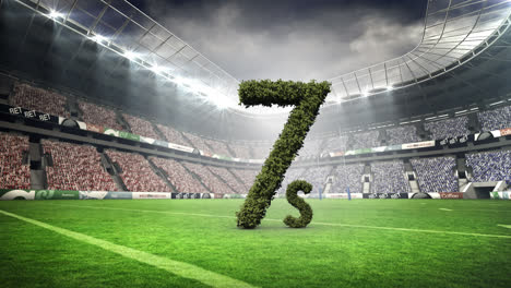 Animation-of-7s-number-formed-with-grass-in-rugby-sports-stadium